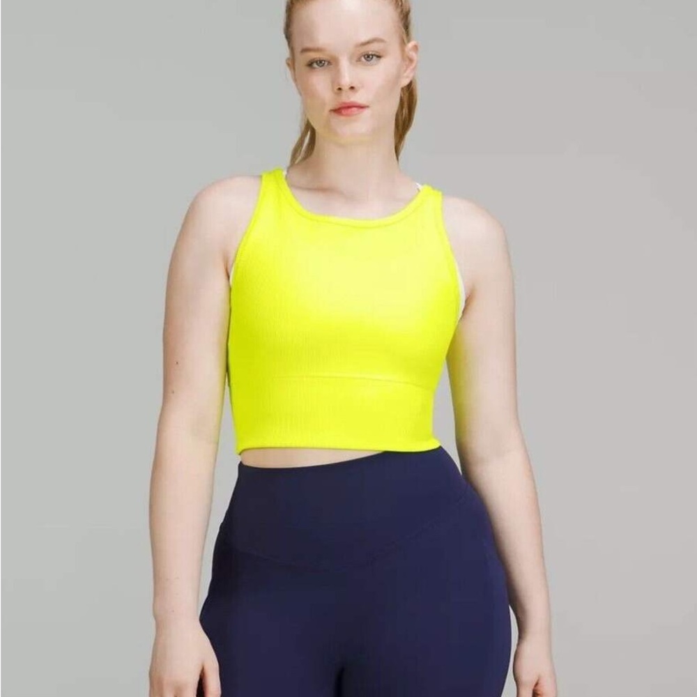 NWOT Lululemon Power Pivot Ribbed Neon Yellow Tank Top
